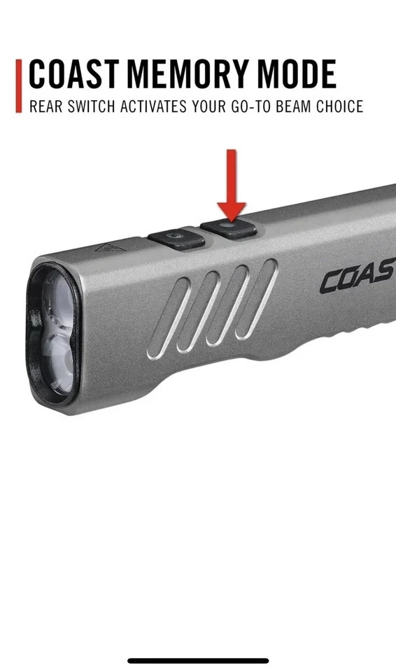 Coast 30948 Slayer BeamSaver USB-C перезаряжаемый светодиодный фонарик с режимом памяти - Изображение 2 из 4