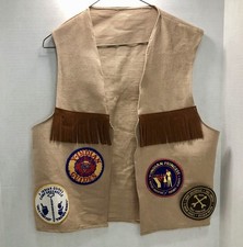 Vintage YMCA Y-Indian Guides Vest w/ Patches Camp Suede Tassels 1970s Greenville