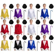 Girls Dancewear Competition Outfit Party Set Figure Ice Skating Round Neck Jazz