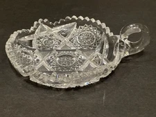 Antique American Brilliant Period cut Glass Candy Dish Tray 5"D x 1.25"" c19thC