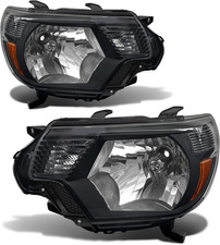 2012-2015 Toyota Tacoma Headlight Assembly Pair Black Amber Reflector Left Right