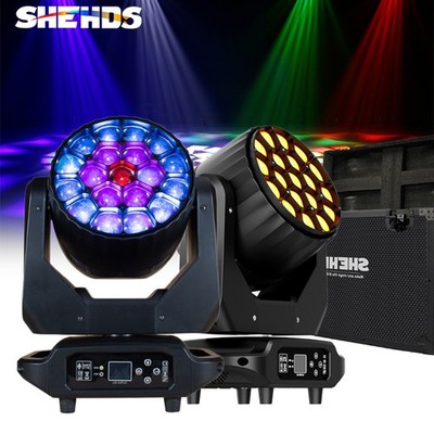 SHEHDS 2Pcs 19x20W LED RGBW Beam+Wash Moving Head Bühnenlicht Mit Flightcase