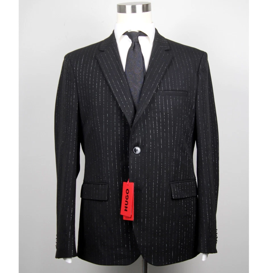Hugo by Hugo Boss Mens 2-pc suit Modern-Fit Jacket Size 42R Stripe E091365 - Image 4 of 4
