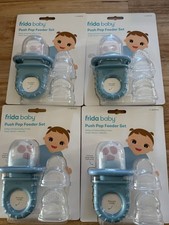 4 - Frida Baby Push Pop Baby Food Feeder - Light Teal Blue NEW