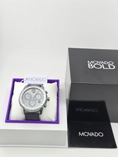 795 MSRP Movado Bold Verso Men's Grey Dial Leather Band Watch - 3600909 NEW