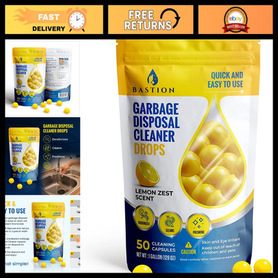 Garbage Disposal Cleaner & Deodorizer Drops - 50 Lemon Zest Freshener Pods