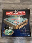 Monopoly/sorry Plus 6 Class Games In 1 Tabletop Wood Cabinet Vtg 2003 Hasbro