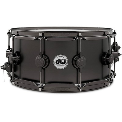 DW Collectors Series Satin Black Over Brass Snare Drum wBN Hardware 14 x 6.5