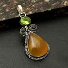 Yellow Onyx Peridot Gemstone Ethnic Pendant Jewelry For Christmas 2.8" AP-45663