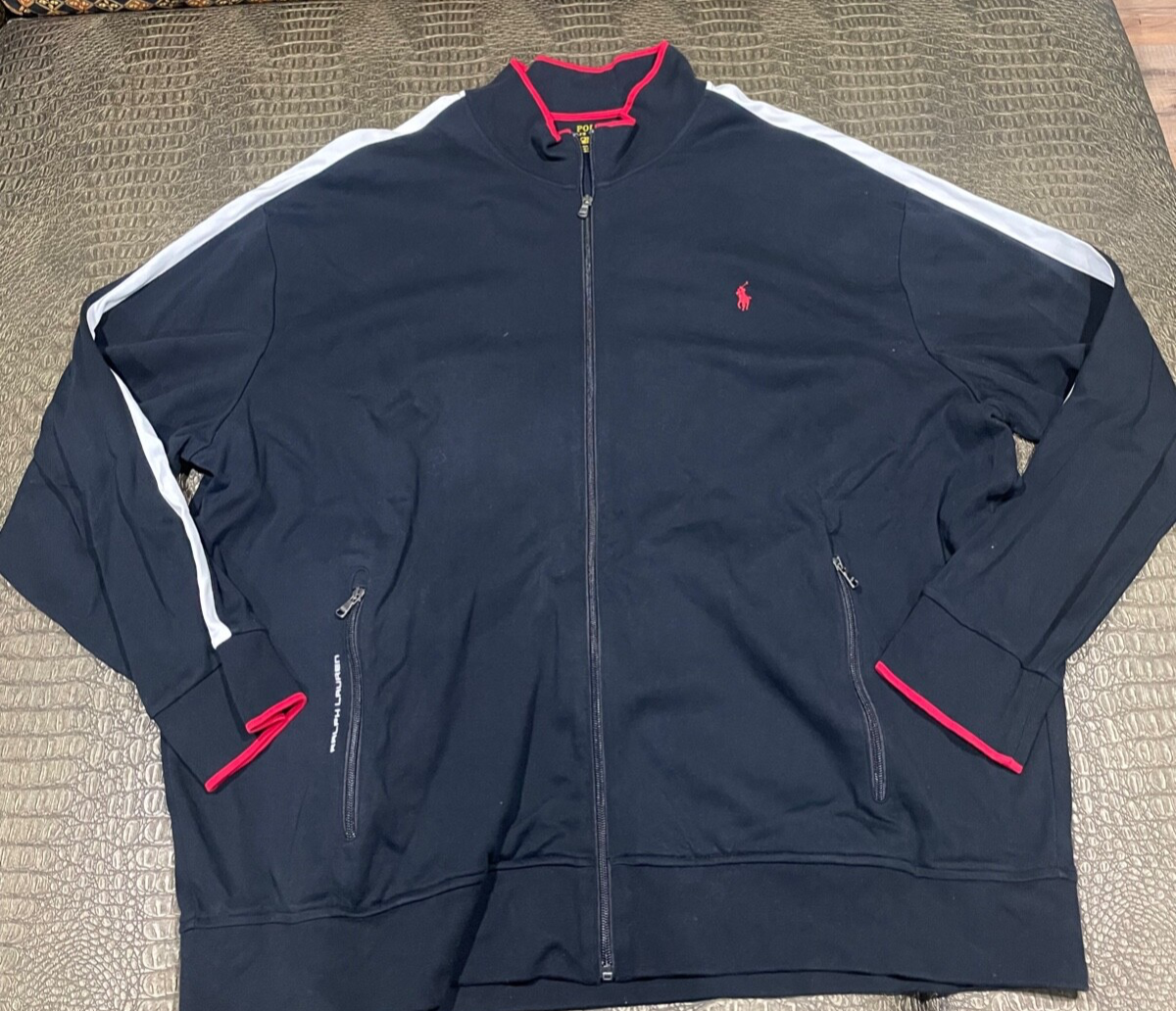 Polo Ralph Lauren Jacket Uomo Nero Performance Track Cerniera Piena Pony 4XB