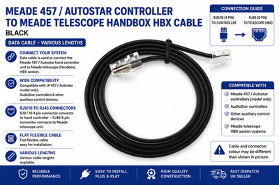 MEADE 457 / AUTOSTAR CONTROLLER TO MEADE HANDBOX HBX CABLE - BLACK