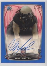 2014 Bowman Rookie Chrome Refractor Blue Border 37/99 Will Sutton #59 Auto n1u