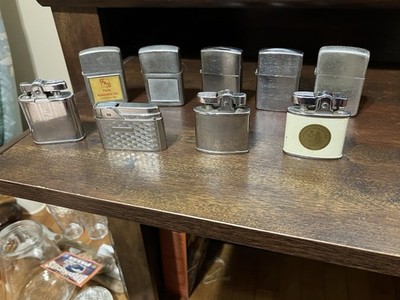 lot of 9 flip/ push button lighters ( for parts/ repair read description)