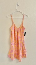 Billabong Sunny Daze Mini Floral Dress Size Medium Orange Peach/Purple