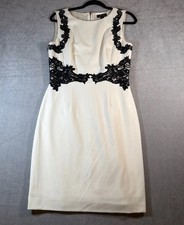 *Women’s Tahari Arthur S Levine Size 6 Ivory/Black Sleeveless Dress