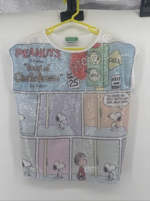 United Colors Of Benetton Girls Sz 6 Peanuts Sparkle T-shirt 