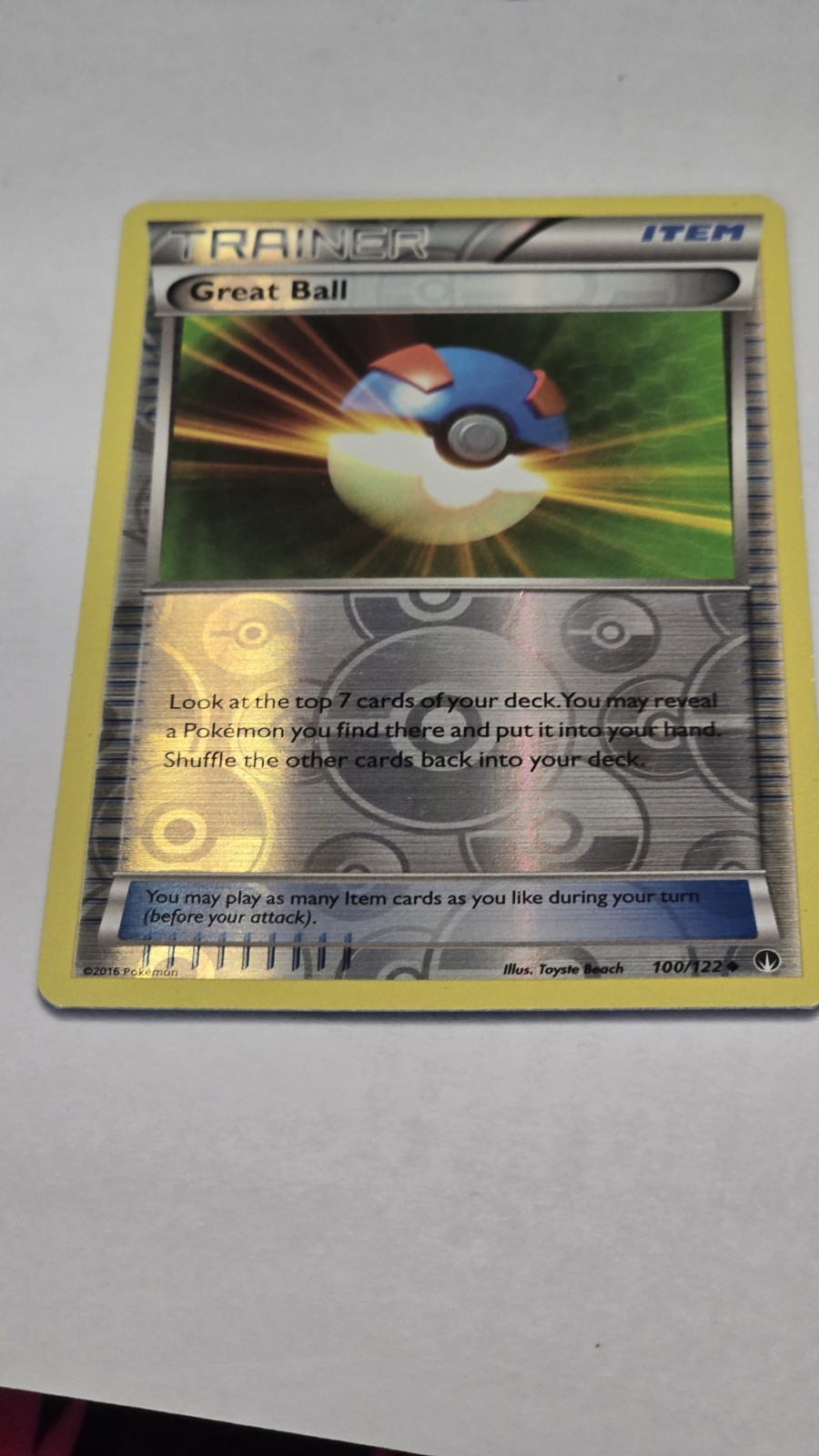 Great Ball 100/122 Rev Reverse Holo XY Breakpoint Pokemon NM