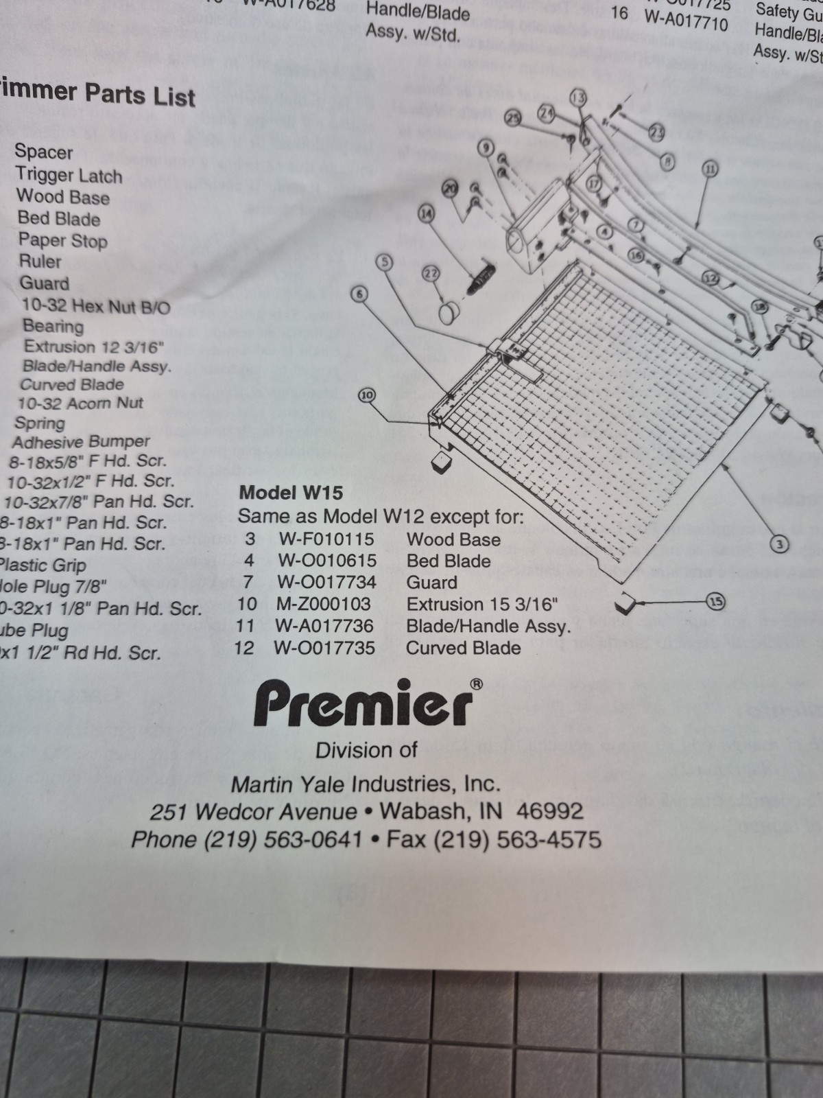 Vtg Nice! Martin Yale Premier Paper Trimmer  Cutter 15" P215 Coupe-Papier 
