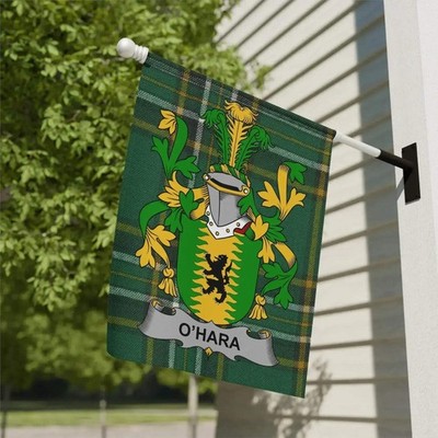 O'Hara Coat of Arms Irish National Tartan Garden Flag
