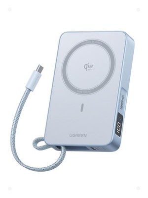 UGREEN MagFlow 10,000mAh Power Bank, Qi2 25W Certified Wireless Blue 