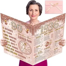 Large 90Th Birthday Card with Envelope for Gi...