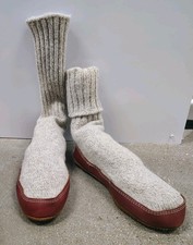 ACORN Original Sock Cream Ragg Wool Suede Cloud Cushion Slippers W 7.5-8.5 M 6-7