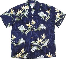 Paradise Found Mens Paradise Rayon Shirt in Navy Blue, XL