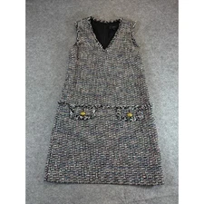 J.Crew Mini Sheath Dress Women Size 4 Gray Tweed Fringed Sleeveless Party Preppy