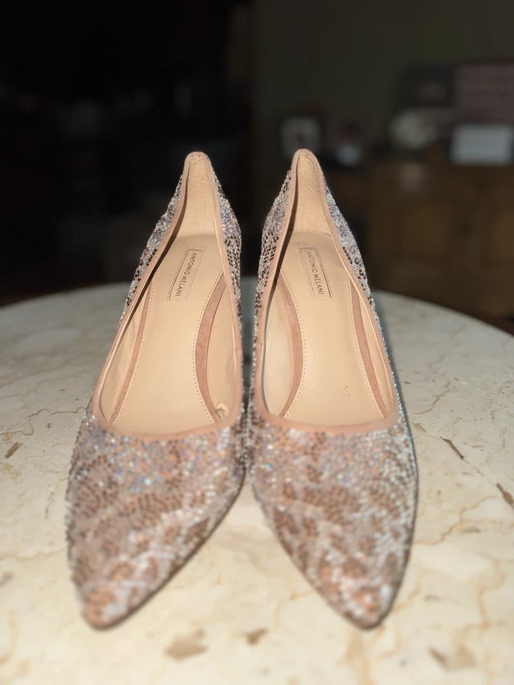 ANTONIO MELANI Glittering Silver and Tan Heels - Women’s Size 10M - Image 4 of 4