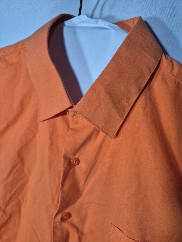 Berlioni Mens dress shirt L Button Up Long Sleeve Cotton Orange  - Image 4 of 4