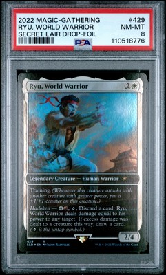 2022 MTG SECRET LAIR DROP FOIL #429 RYU, WORLD WARRIOR PSA 8