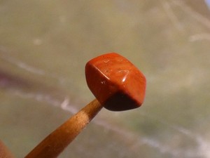 STAR SHAPED ANCIENT PYU S.E. ASIAN CULTURE 5 POINT RED JASPER BEAD 7.6-6.4 MM
