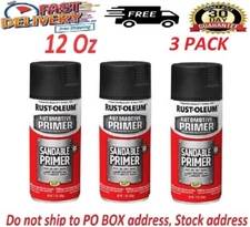 3 Pack Rust-Oleum Automotive Sandable Primer Spray Paint 12 oz Black Home Garden