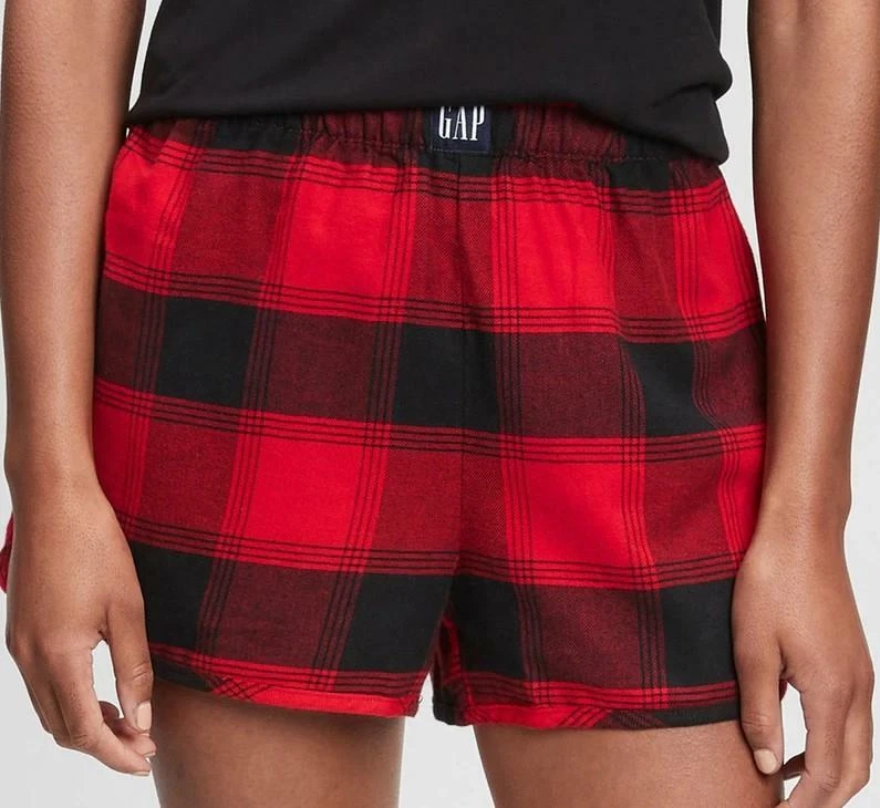 NWT GAP Women's GapBody Flannel Pajama Lounge Shorts Red Black