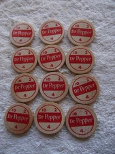 Vtg Lot ORIGINAL DR PEPPER WOODEN TOKEN 10, 2, 4.  Do- It It's time for a Change