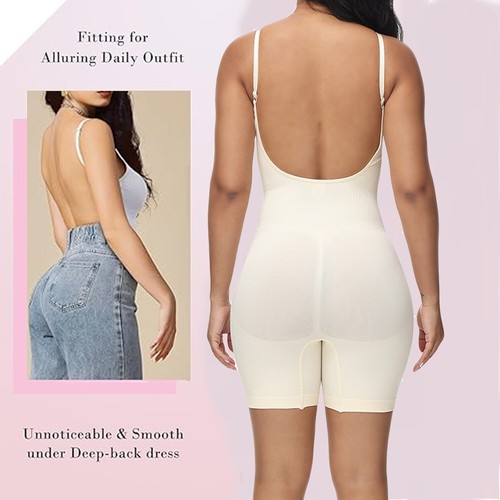 Fajas Low Back Bodysuit Womens Tummy Control Backless Shapewear Full Body Shaper - Picture 5 of 16