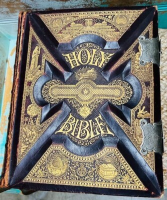 Antique,1892 Pictorial Family Holy Bible-The Pronouncing Edition