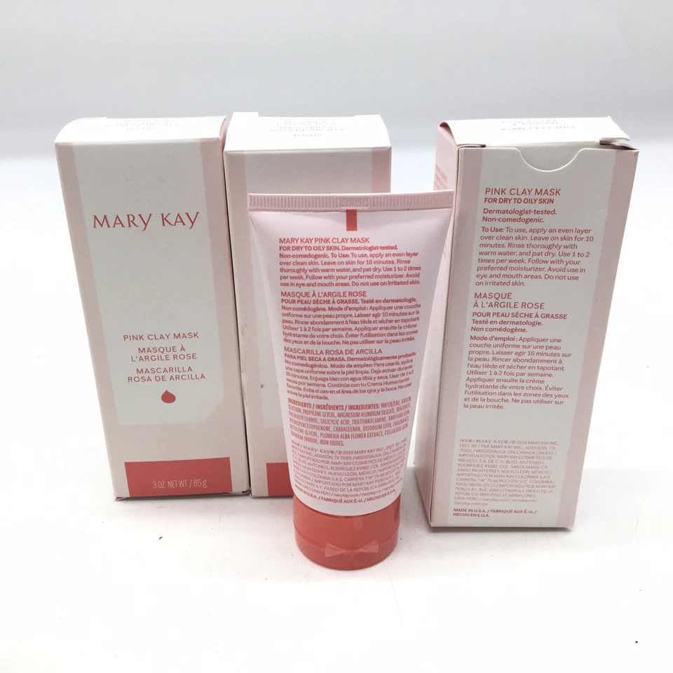 Mary Kay Pink Clay Mask 3 oz. Dry To Oily Skin 155315 Lot Of 3 New In Box - Image 3 of 4