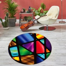 3D Triangle Pattern Round NAO10380 Game Rug Mat Elegant Photo Carpet Mat Fay