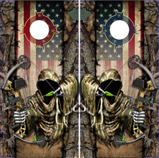 Wicked Wire Bow Reaper Hunt Camo LAMINATED Cornhole Wrap Bags Skin Decal Sticker