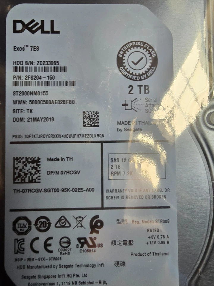 DELL 2TB HDD 7.2K 3.5" SAS 07RCGV Server Hard drive - Image 2 of 3