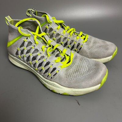 NIKE Train Ultrafast Flyknit Cool Grey Volt Training Shoes Mens Size 11.5