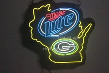 10" Vivid LED Wisconsin Green Bay Packers Beer Neon Sign Light Lamp Club Decor