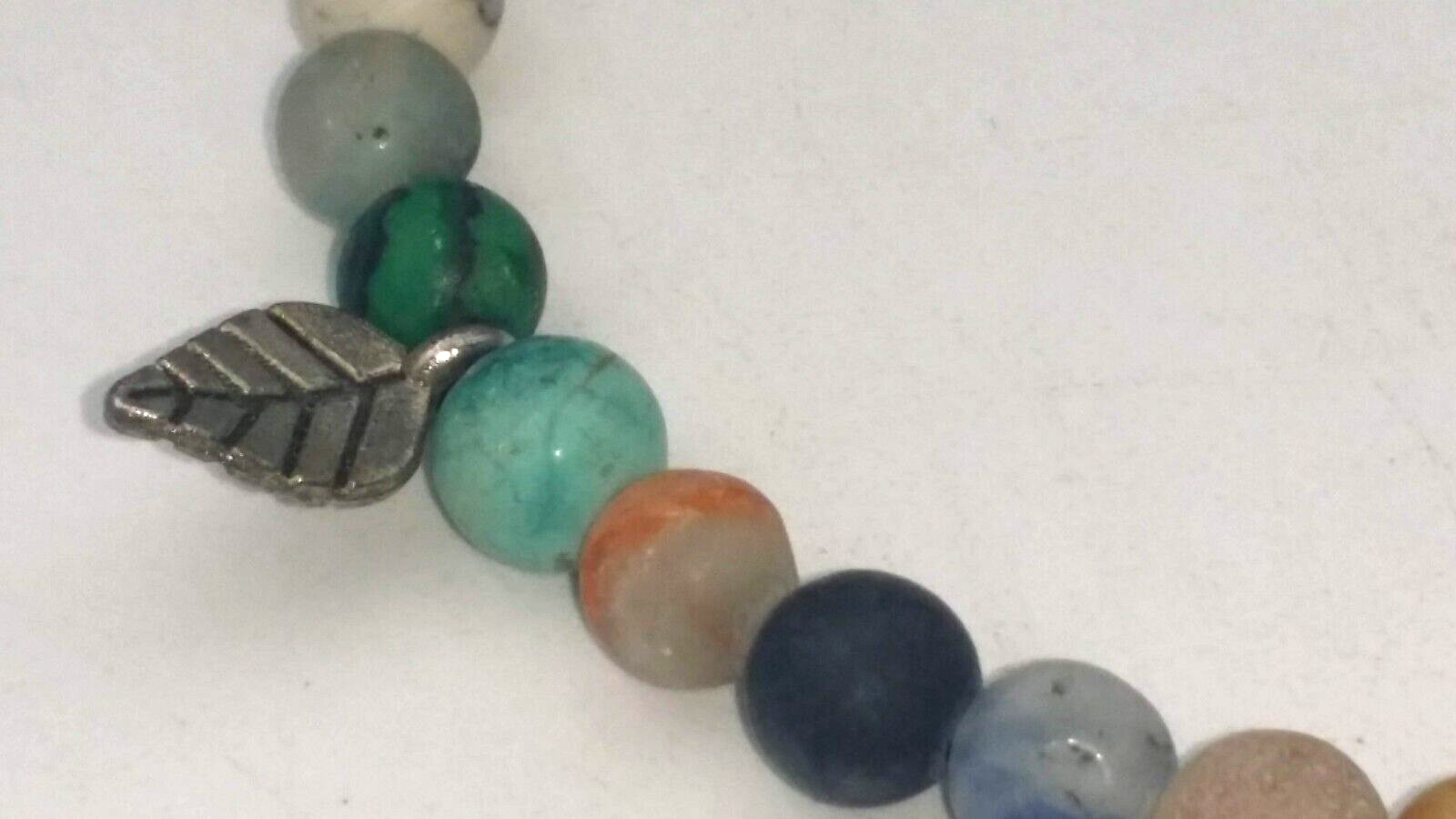 Bracelet Stretch Multi Colored Stone Beads Silver… - image 8