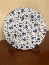 piatto porcellana Limoges vintage fondo bianco con decori blu 32 cm perfetto