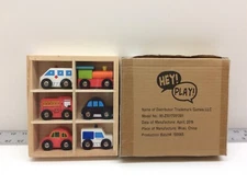 Hey! Play! Wooden Car Play Mini Toy Vehicle Set Play Fun Set of 6 Piece 