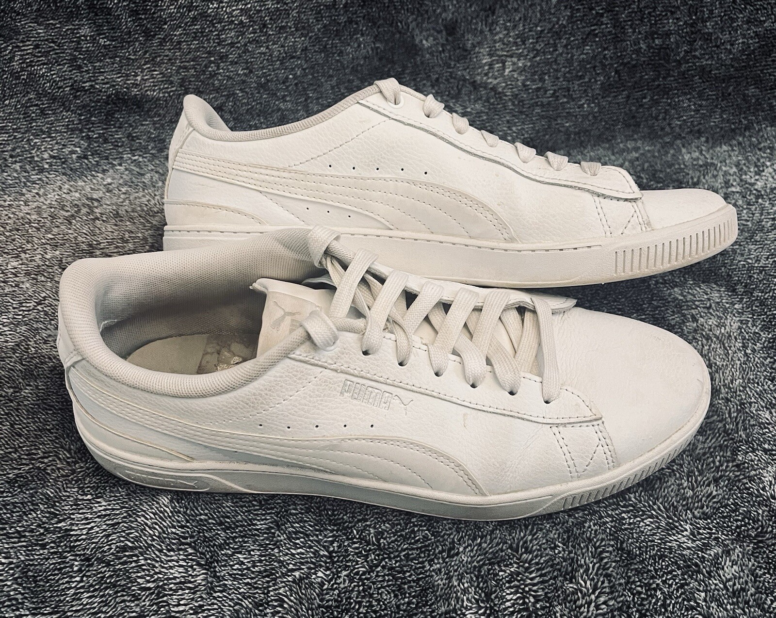 Puma Vikki V3 White Leather Sneakers, Womens Sz 10