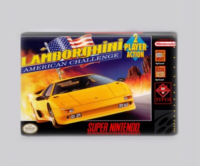 LAMBORGHINI AMERICAN CHALLENGE /SNES - 2''x3'' Fridge MAGNET (retro super nintendo