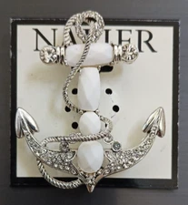 New Napier Silver Tone Ship Boat Anchor Pin