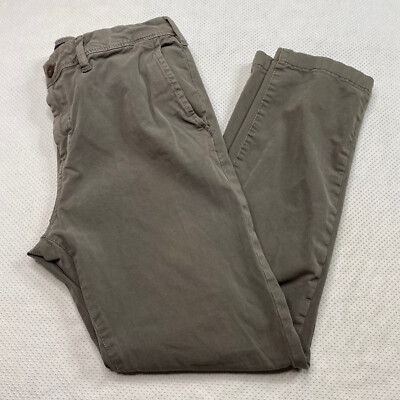 American Eagle Mens Pants sz 34 x 28 Gray Slim Straight Flat Front Stretch Chino